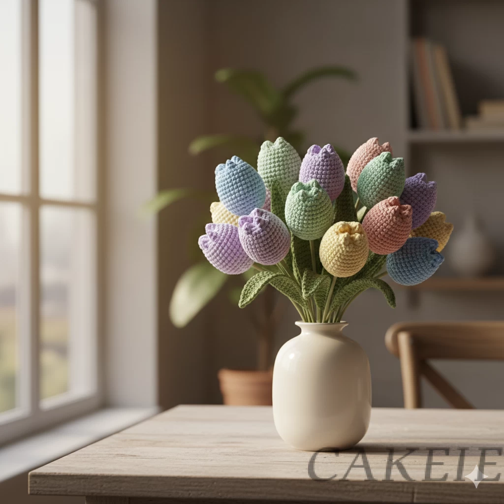 Crochet Tulip Bouquet (Pastel Colors)